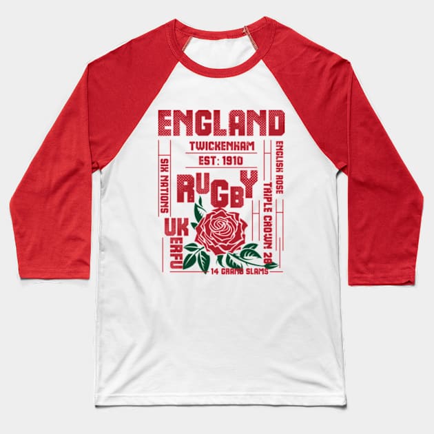 England Rugby English Rose Triple Crown Baseball T-Shirt by CGD